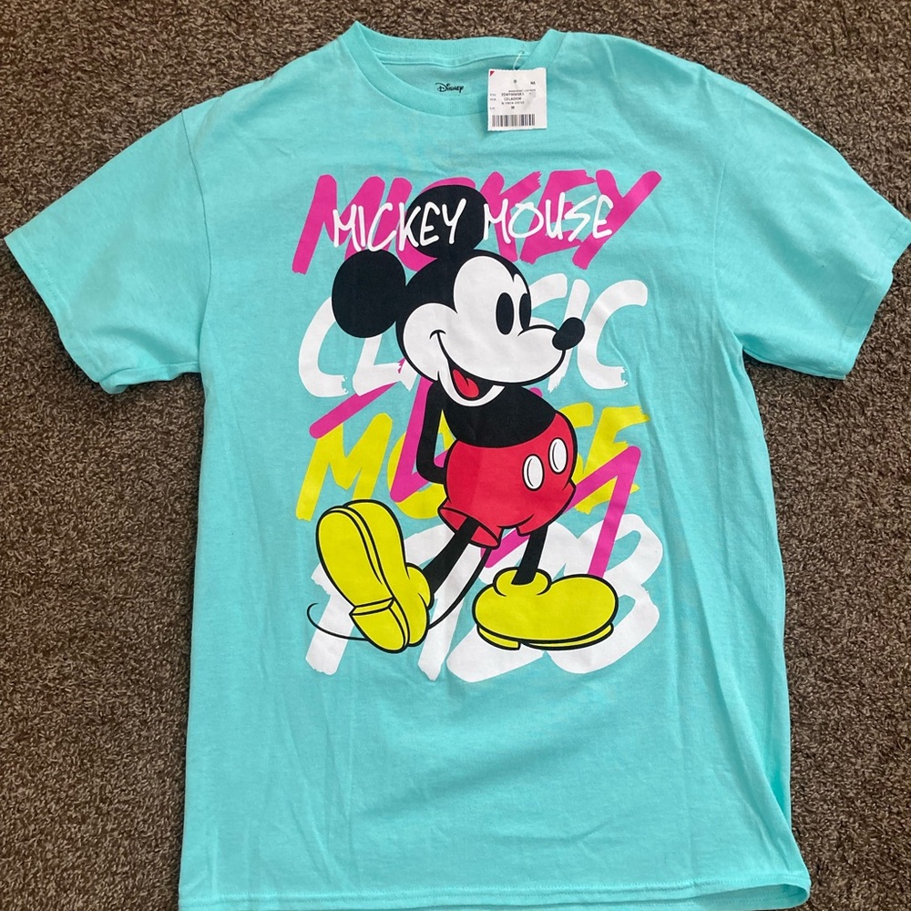 Turquoise Mickey Mouse T-shirt size medium. Unisex.